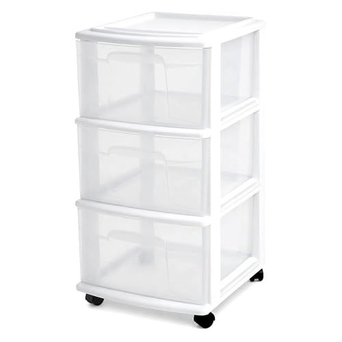 Smart Home HOMZ Drawer Tower, 3-Tier Rolling Storage Cart Essentials