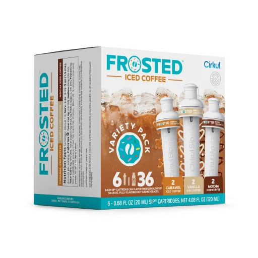 Zero-Calorie Frosted Iced Coffee 6-Pack Variety Pack RAJT - Zero-Calorie Multi-Flavor Sip Pods for Water Bottle Detail