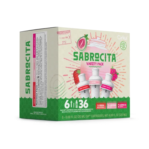 Zero-Calorie Sabrocita 6-Pack Variety Pack E8JI - Sugar-Free Fruit Flavor Cartridge Refill Detail