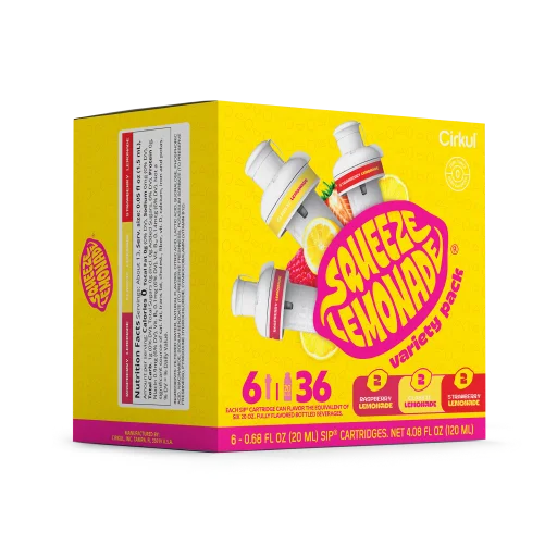 Natural Fruit Flavored Squeeze Lemonade 6-Pack Variety Pack 3TLS - Vitamin-Infused Natural Refreshing Flavor Core Detail